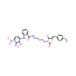 CCc1ccc(/C=C2\SC(=O)N(CCCCCNC(=O)c3ccccc3Nc3ccc([N+](=O)[O-])c4nonc34)C2=O)cc1 ZINC001772618679