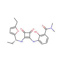 CCc1ccc([C@@H](CC)Nc2c(Nc3cccc(C(=O)N(C)C)c3O)c(=O)c2=O)o1 ZINC000101131586