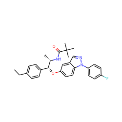 CCc1ccc([C@@H](Oc2ccc3c(cnn3-c3ccc(F)cc3)c2)[C@H](C)NC(=O)C(C)(C)C)cc1 ZINC000114679916