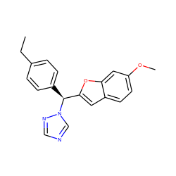 CCc1ccc([C@@H](c2cc3ccc(OC)cc3o2)n2cncn2)cc1 ZINC000013680642