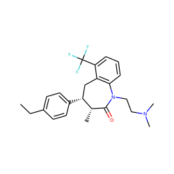 CCc1ccc([C@@H]2Cc3c(cccc3C(F)(F)F)N(CCN(C)C)C(=O)[C@@H]2C)cc1 ZINC000013450734