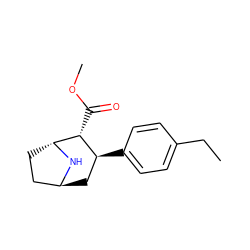 CCc1ccc([C@H]2C[C@H]3CC[C@@H](N3)[C@@H]2C(=O)OC)cc1 ZINC000100741772