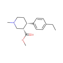 CCc1ccc([C@H]2CCN(C)C[C@H]2C(=O)OC)cc1 ZINC000013806644