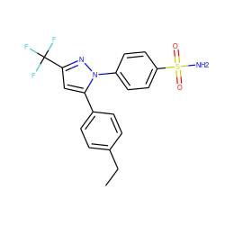 CCc1ccc(-c2cc(C(F)(F)F)nn2-c2ccc(S(N)(=O)=O)cc2)cc1 ZINC000003814700