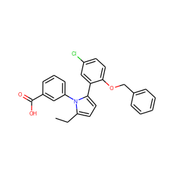 CCc1ccc(-c2cc(Cl)ccc2OCc2ccccc2)n1-c1cccc(C(=O)O)c1 ZINC000040762647