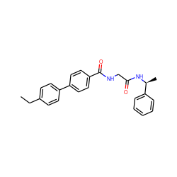 CCc1ccc(-c2ccc(C(=O)NCC(=O)N[C@@H](C)c3ccccc3)cc2)cc1 ZINC000149137507