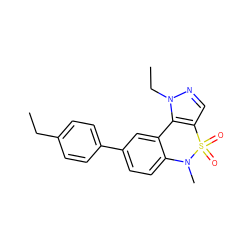 CCc1ccc(-c2ccc3c(c2)-c2c(cnn2CC)S(=O)(=O)N3C)cc1 ZINC000095587174