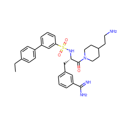 CCc1ccc(-c2cccc(S(=O)(=O)N[C@@H](Cc3cccc(C(=N)N)c3)C(=O)N3CCC(CCN)CC3)c2)cc1 ZINC000044386940