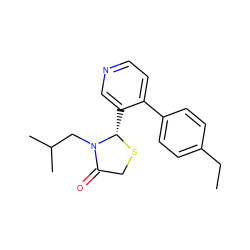 CCc1ccc(-c2ccncc2[C@@H]2SCC(=O)N2CC(C)C)cc1 ZINC000028819601