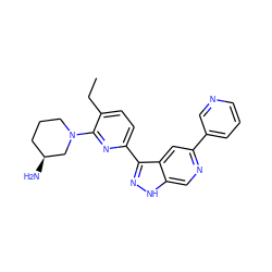 CCc1ccc(-c2n[nH]c3cnc(-c4cccnc4)cc23)nc1N1CCC[C@H](N)C1 ZINC000205249518