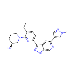 CCc1ccc(-c2n[nH]c3cnc(-c4cnn(C)c4)cc23)nc1N1CCC[C@H](N)C1 ZINC000205253603