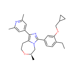 CCc1ccc(-c2nc(-c3cc(C)nc(C)c3)c3n2C[C@@H](C)OCC3)cc1OCC1CC1 ZINC001772610925