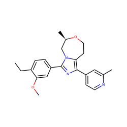 CCc1ccc(-c2nc(-c3ccnc(C)c3)c3n2C[C@@H](C)OCC3)cc1OC ZINC001772633027