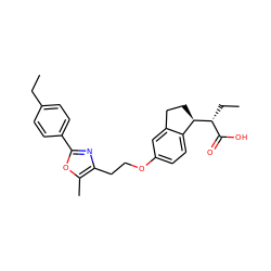 CCc1ccc(-c2nc(CCOc3ccc4c(c3)CC[C@H]4[C@H](CC)C(=O)O)c(C)o2)cc1 ZINC000028565787