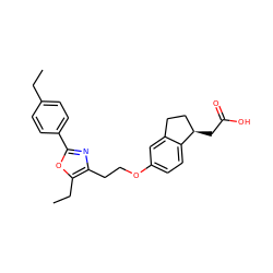 CCc1ccc(-c2nc(CCOc3ccc4c(c3)CC[C@H]4CC(=O)O)c(CC)o2)cc1 ZINC000028952017