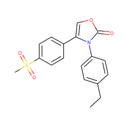 CCc1ccc(-n2c(-c3ccc(S(C)(=O)=O)cc3)coc2=O)cc1 ZINC000013803951