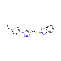 CCc1ccc(-n2cc(CSc3nc4ccccc4o3)nn2)cc1 ZINC000169340307