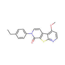 CCc1ccc(-n2ccc3c(sc4nccc(OC)c43)c2=O)cc1 ZINC000035285465