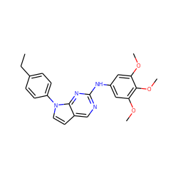 CCc1ccc(-n2ccc3cnc(Nc4cc(OC)c(OC)c(OC)c4)nc32)cc1 ZINC000036348760