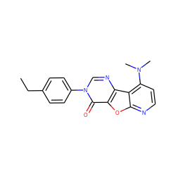 CCc1ccc(-n2cnc3c(oc4nccc(N(C)C)c43)c2=O)cc1 ZINC000013676159