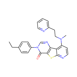 CCc1ccc(-n2cnc3c(sc4nccc(N(C)CCc5ccccn5)c43)c2=O)cc1 ZINC000036159447