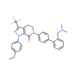 CCc1ccc(-n2nc(C(F)(F)F)c3c2C(=O)N(c2ccc(-c4ccccc4CN(C)C)cc2)CC3)cc1 ZINC000014950590