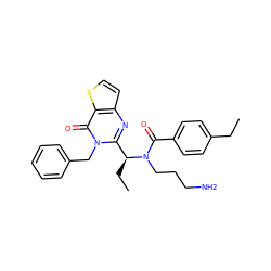 CCc1ccc(C(=O)N(CCCN)[C@@H](CC)c2nc3ccsc3c(=O)n2Cc2ccccc2)cc1 ZINC000072116398