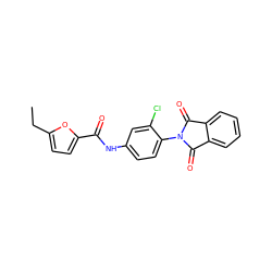 CCc1ccc(C(=O)Nc2ccc(N3C(=O)c4ccccc4C3=O)c(Cl)c2)o1 ZINC000044571652