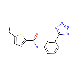 CCc1ccc(C(=O)Nc2cccc(-c3nnn[nH]3)c2)s1 ZINC000006725925