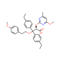 CCc1ccc(C(OCCc2ccc(OC)cc2)(c2ccc(CC)cc2)[C@@H](Oc2nc(C)cc(OC)n2)C(=O)O)cc1 ZINC000026821546