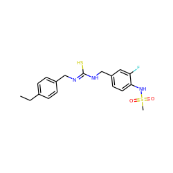 CCc1ccc(C/N=C(\S)NCc2ccc(NS(C)(=O)=O)c(F)c2)cc1 ZINC000013672905