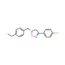 CCc1ccc(C[C@@H]2CC(c3ccc(Cl)cc3)=NO2)cc1 ZINC000095585812