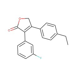 CCc1ccc(C2=C(c3cccc(F)c3)C(=O)OC2)cc1 ZINC000299818578