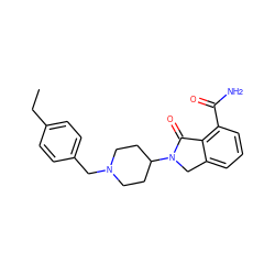 CCc1ccc(CN2CCC(N3Cc4cccc(C(N)=O)c4C3=O)CC2)cc1 ZINC000117352267