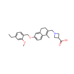 CCc1ccc(COc2ccc3c(c2)CCC(CN2CC(C(=O)O)C2)=C3C)c(OC)c1 ZINC000114367711