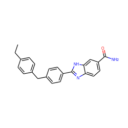 CCc1ccc(Cc2ccc(-c3nc4ccc(C(N)=O)cc4[nH]3)cc2)cc1 ZINC000034505005