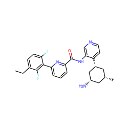 CCc1ccc(F)c(-c2cccc(C(=O)Nc3cnccc3[C@@H]3C[C@H](C)C[C@H](N)C3)n2)c1F ZINC000140731300