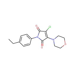 CCc1ccc(N2C(=O)C(Cl)=C(N3CCOCC3)C2=O)cc1 ZINC000004041083