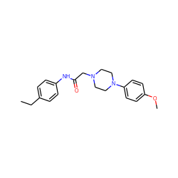 CCc1ccc(NC(=O)CN2CCN(c3ccc(OC)cc3)CC2)cc1 ZINC000055385462