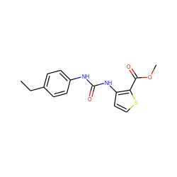 CCc1ccc(NC(=O)Nc2ccsc2C(=O)OC)cc1 ZINC000015934329