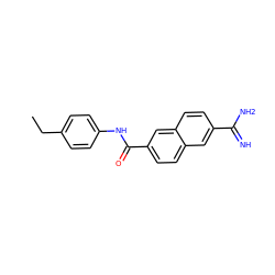 CCc1ccc(NC(=O)c2ccc3cc(C(=N)N)ccc3c2)cc1 ZINC000013532771