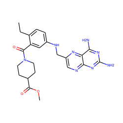 CCc1ccc(NCc2cnc3nc(N)nc(N)c3n2)cc1C(=O)N1CCC(C(=O)OC)CC1 ZINC000095577586