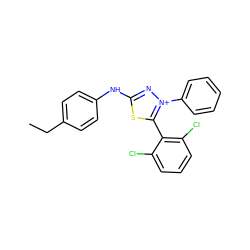 CCc1ccc(Nc2n[n+](-c3ccccc3)c(-c3c(Cl)cccc3Cl)s2)cc1 ZINC000015936902