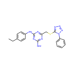 CCc1ccc(Nc2nc(N)nc(CSc3nnnn3-c3ccccc3)n2)cc1 ZINC000002356394