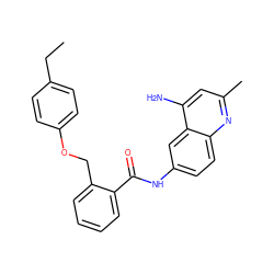 CCc1ccc(OCc2ccccc2C(=O)Nc2ccc3nc(C)cc(N)c3c2)cc1 ZINC000000602902