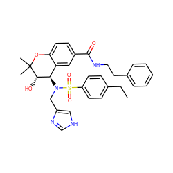 CCc1ccc(S(=O)(=O)N(Cc2c[nH]cn2)[C@@H]2c3cc(C(=O)NCCc4ccccc4)ccc3OC(C)(C)[C@H]2O)cc1 ZINC000028706754