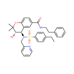 CCc1ccc(S(=O)(=O)N(Cc2ccccn2)[C@@H]2c3cc(C(=O)NCCc4ccccc4)ccc3OC(C)(C)[C@H]2O)cc1 ZINC000028706751