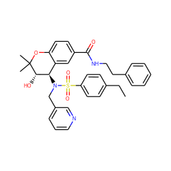 CCc1ccc(S(=O)(=O)N(Cc2cccnc2)[C@@H]2c3cc(C(=O)NCCc4ccccc4)ccc3OC(C)(C)[C@H]2O)cc1 ZINC000028706748