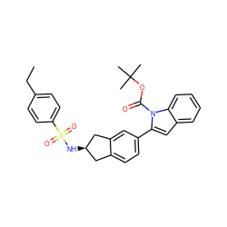 CCc1ccc(S(=O)(=O)N[C@@H]2Cc3ccc(-c4cc5ccccc5n4C(=O)OC(C)(C)C)cc3C2)cc1 ZINC000028949562