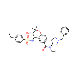 CCc1ccc(S(=O)(=O)N[C@@H]2c3cc(C(=O)N(CC)[C@H]4CCN(Cc5ccccc5)C4)ccc3OC(C)(C)[C@H]2O)cc1 ZINC000028706590